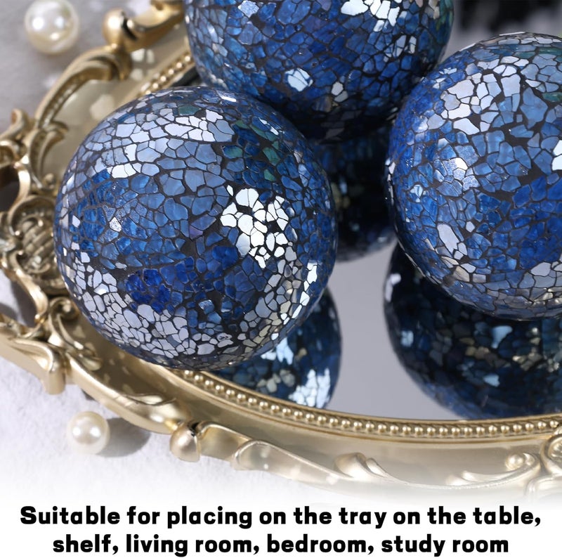 FuturePlusX 5PCS Decorative Balls for Bowls, 3.14 Inch Dark Blue Orbs Glass Balls for Centerpiece Bowls Mosaic Sphere for Home Decoration Dining Table - Image 4